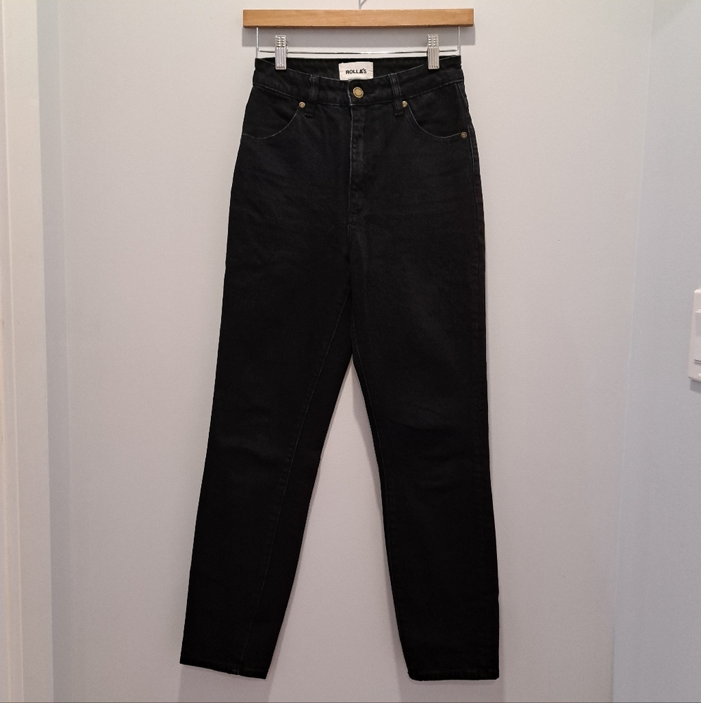 ROLLA'S Dusters Black High-Rise Vintage Slim Premium Denim Jeans Womens 25